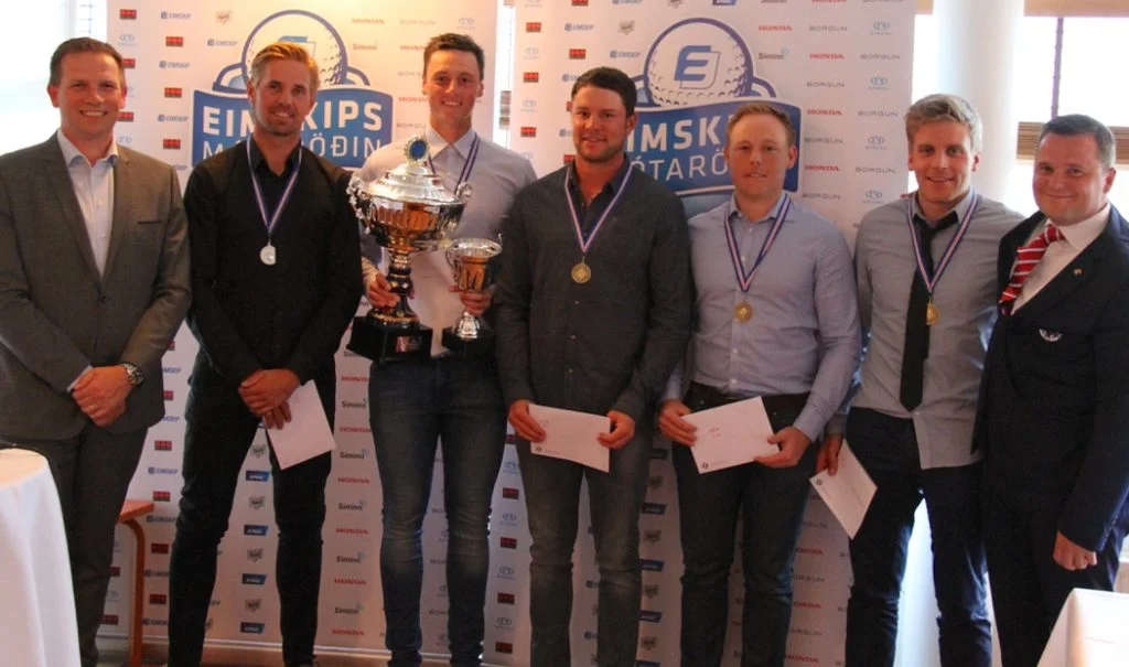 - Golfsamband Íslands Verðalaunahafar á Securitasmótinu. Guðmundur Arason forstjóri Securitas, Birgir Leifur Hafþórsson, Axel Bóasson, Bernhard Reiter, Þórður Rafn Gissurarson, Haraldur Franklín Magnús og Haukur Örn Birgisson forseti GSÍ. Mynd/seth@golf.is