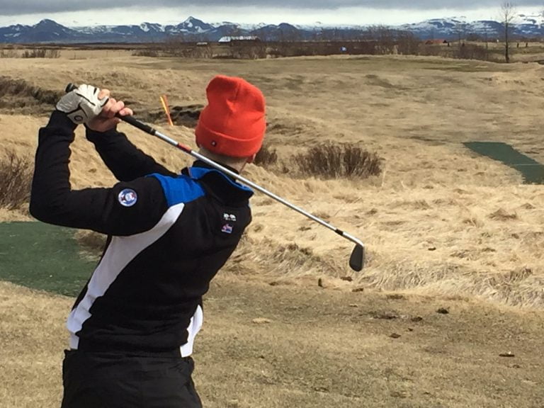 Frá æfingahring afrekshóps GSÍ á Hellu 2016. - Golfsamband Íslands