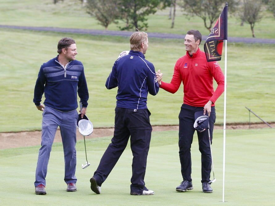 Bernhard Reiter, Birgir Leifur Hafþórsson og Axel Bóasson. Mynd/seth@golf.is 