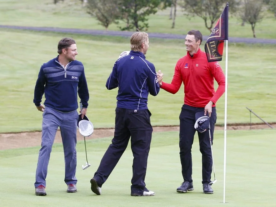 - Golfsamband Íslands Bernhard Reiter, Birgir Leifur Hafþórsson og Axel Bóasson. Mynd/seth@golf.is