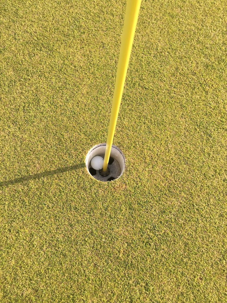 Herdís Lilja Þórðardóttir. fór holu í höggi á 18. flöt á Húsatóftavelli. Mynd/seth@golf.is