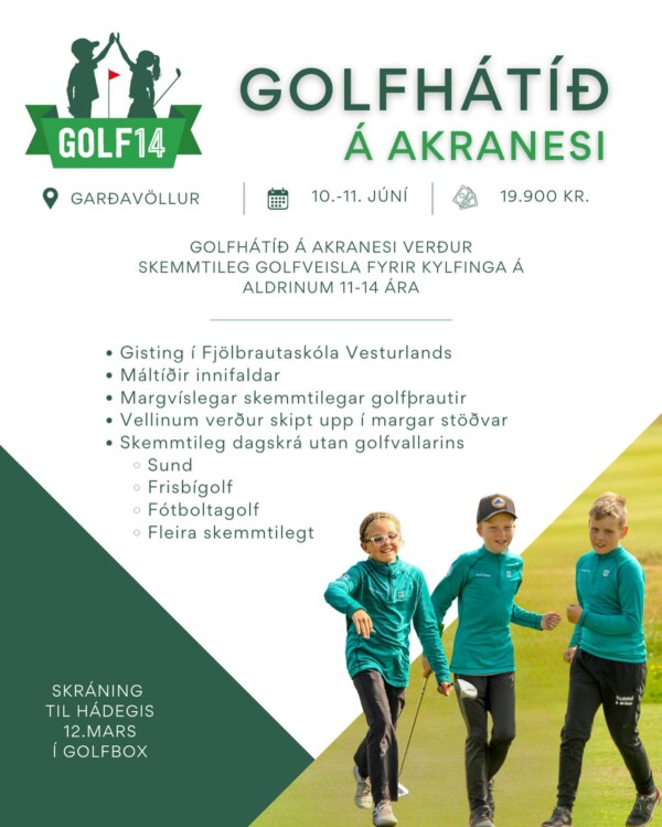 Skráning er hafin á Golfhátíð á Akranesi ⛳️ frábær skemmtun fyrir 11-14 ára af öllu getustigi 🙏🏻 nánari upplýsingar og skráning á golf.is